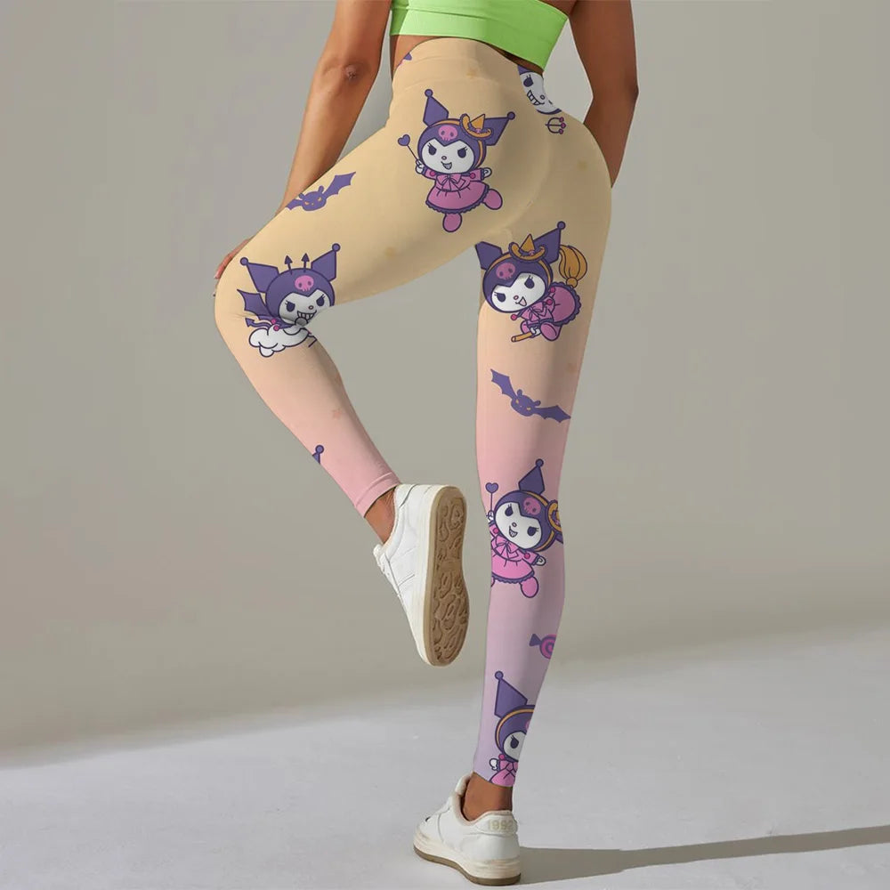 Hello Kitty print Sport Legging Women Stretch Gym Pants Women Running Workout Leggings Female Soft Tights Push Up Yoga Pants