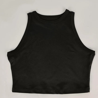 Yoga Vest Women Gym Sports Black White Crop Tops Seamless Streetwear Knit Workout BreathableTank Top Female Without Pads