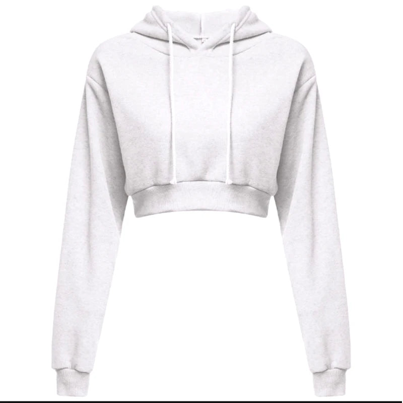 New Fashion Women Hoodie Sweatshirt Short Top Coat Sport Pullover Hooded Tops Female Autumn Winter Clothes Crop Top Hoodie