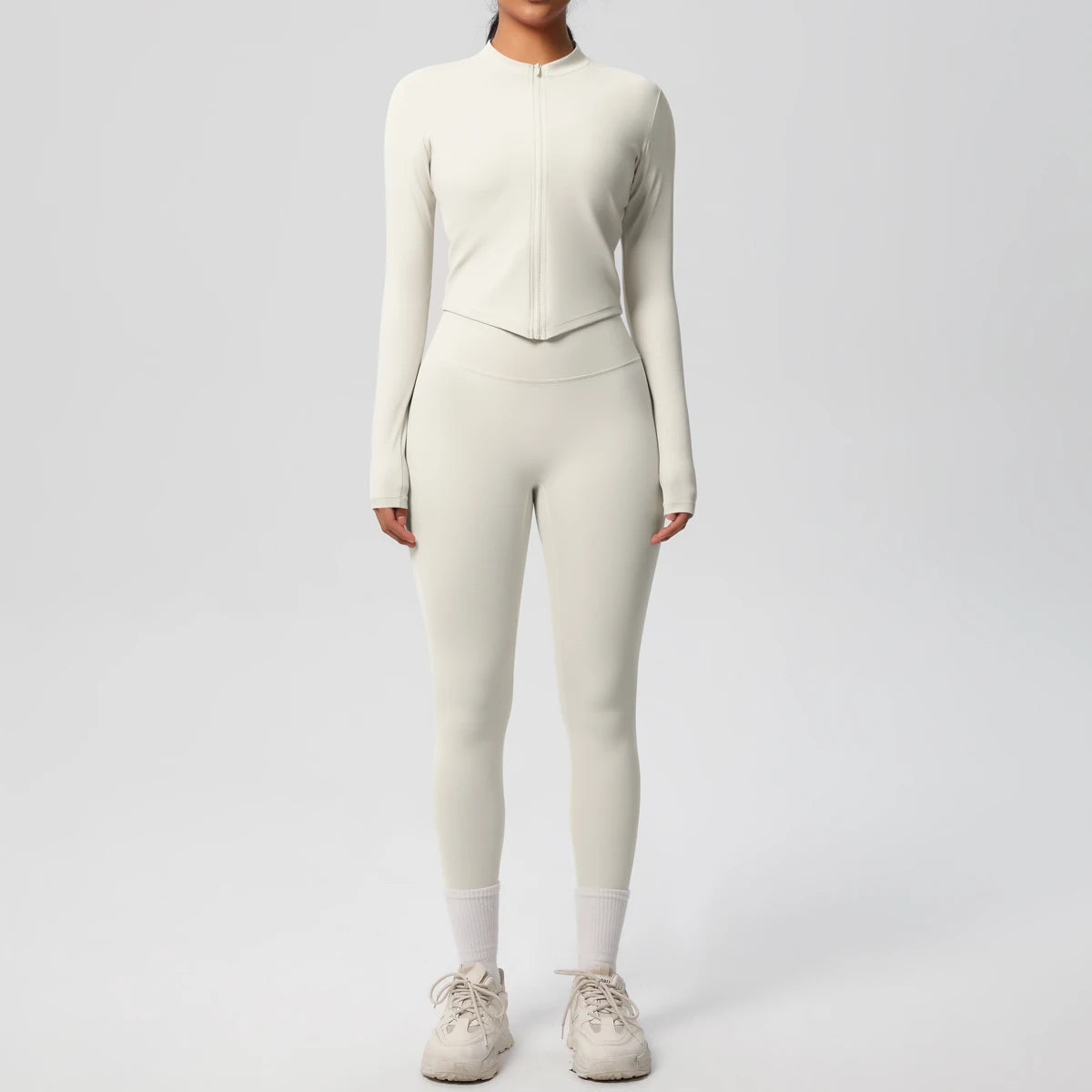 2PCS Yoga Suit Women Gym Set Sports Set Women Tracksuit Running Zipper Workout Sportswear Long Sleeve Sports Shirt Yoga Clothing