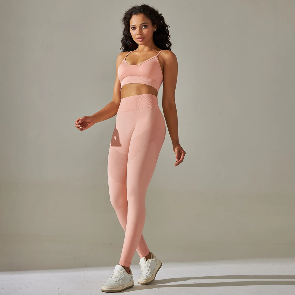Seamless Yoga Set Camisole Bra Leggings Set Fitness Tracksuit Women Gym Sportswear High Waist Hip Lift Leggings Crop Top Suit