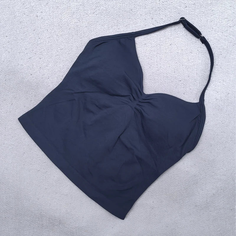 Adjustable Strappy Gym Top Backless Gym Clothes Women Scrunch Bra Removable Cups Yoga Tank Workout Outfits Tops Sports Vest 2025