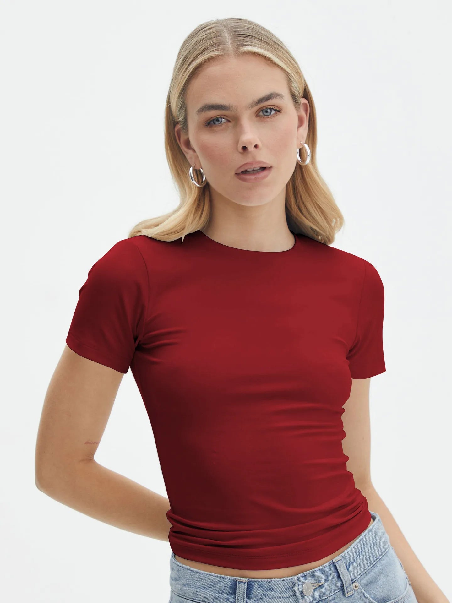 Womens Basic T Shirts Summer Tops Short Sleeve Crew Neck Slim Fit Tee Y2K Going Out Daily Street Date Sports Gym Workout Clothes