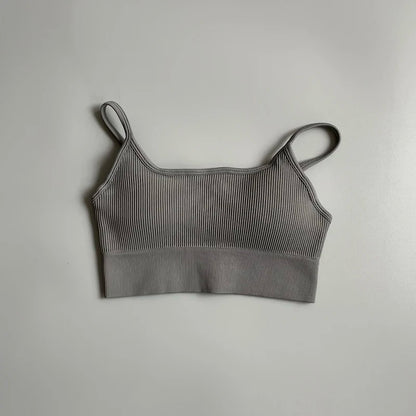 Women's Cropped Yoga Bra Sexy One Shoulder Sports Bra Underwear Padded Gym Seamless Knitted Fitness Breathable Female Bra
