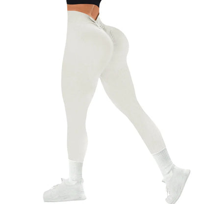 Back V-waist Yoga Leggings Women Seamless Slim Pants Gym Workout Running Sexy Butt Lift Sports Leggings Stretchy Ribbed Pants