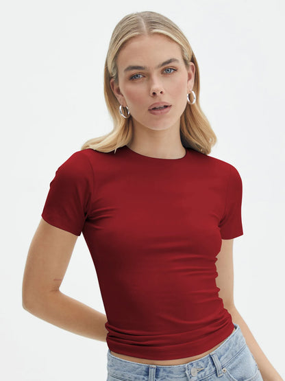 Womens Basic T Shirts Summer Tops Short Sleeve Crew Neck Slim Fit Tee Y2K Going Out Daily Street Date Sports Gym Workout Clothes