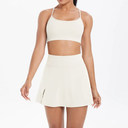 2PCS Sportswear Yoga Set Gym Clothes For Women Tracksuits Sports skirt Crossover Bra Gym Yoga Suits