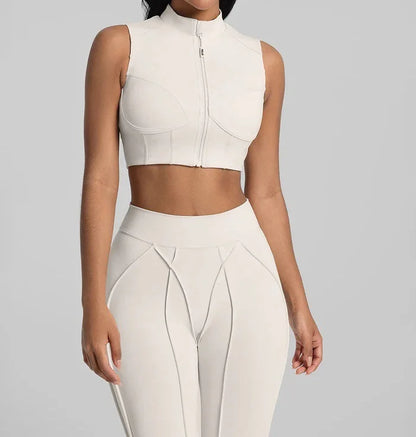 Zipper Sports Underwear Removable Chest Pad Gathering Breathable I-shaped Vest Fitness Running Outside Yoga Bra Gym Leggings