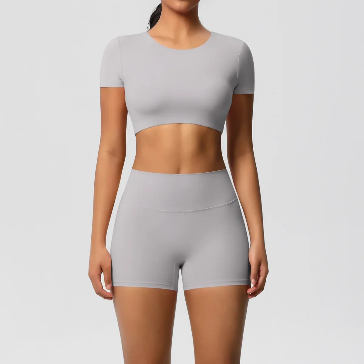 Yoga Suit Women Leggings with Pocketed Quick-Drying Gym Set Women Tracksuit Running Workout Short Sleeves Sports Yoga Clothing