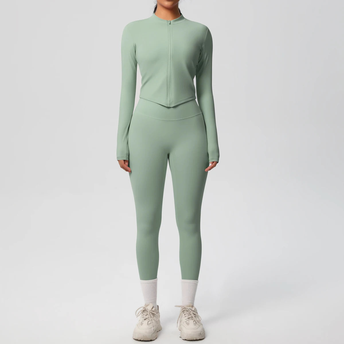 2PCS Yoga Suit Women Gym Set Sports Set Women Tracksuit Running Zipper Workout Sportswear Long Sleeve Sports Shirt Yoga Clothing