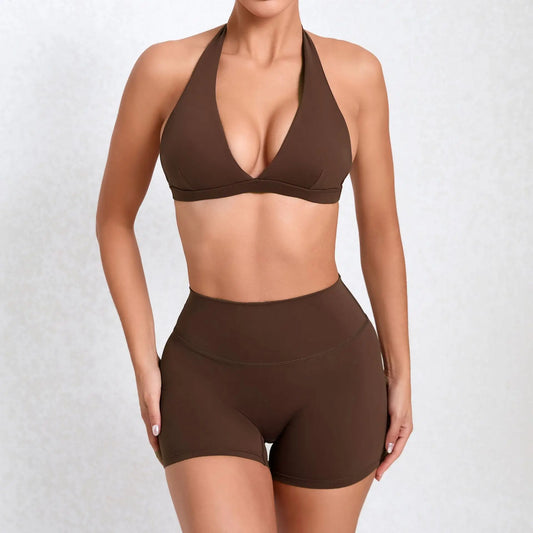 Workout Set for Women Quick Dry Yoga Outfit Seamless Sports Bra High Waist Gym Leggings with Pockets Running Fitness