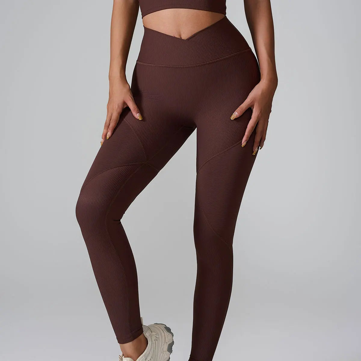 Ctenkevet V-Waisted Sports Pants Women Workout Ribbed Legging Gym Training Yoga Pants Female Casual Tight Pants Outdoor Run