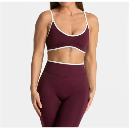 Summer Yoga Fitness Top Women Solid Color Gym Sports Bra Sexy Backless Knit Bra with Chest Cushion Suspender Breathable Bra
