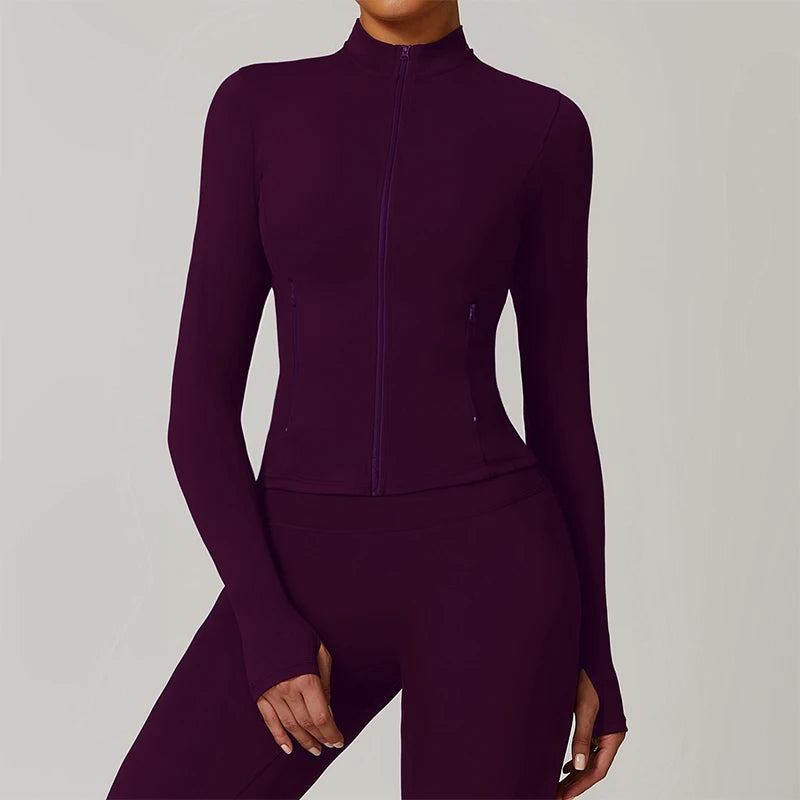 Ctenkevet Women Zippers Fall And Winter Sports Jacket Gym Workout Tops Female Long Sleeve Yoga Clothes Sport Outfit For Woman