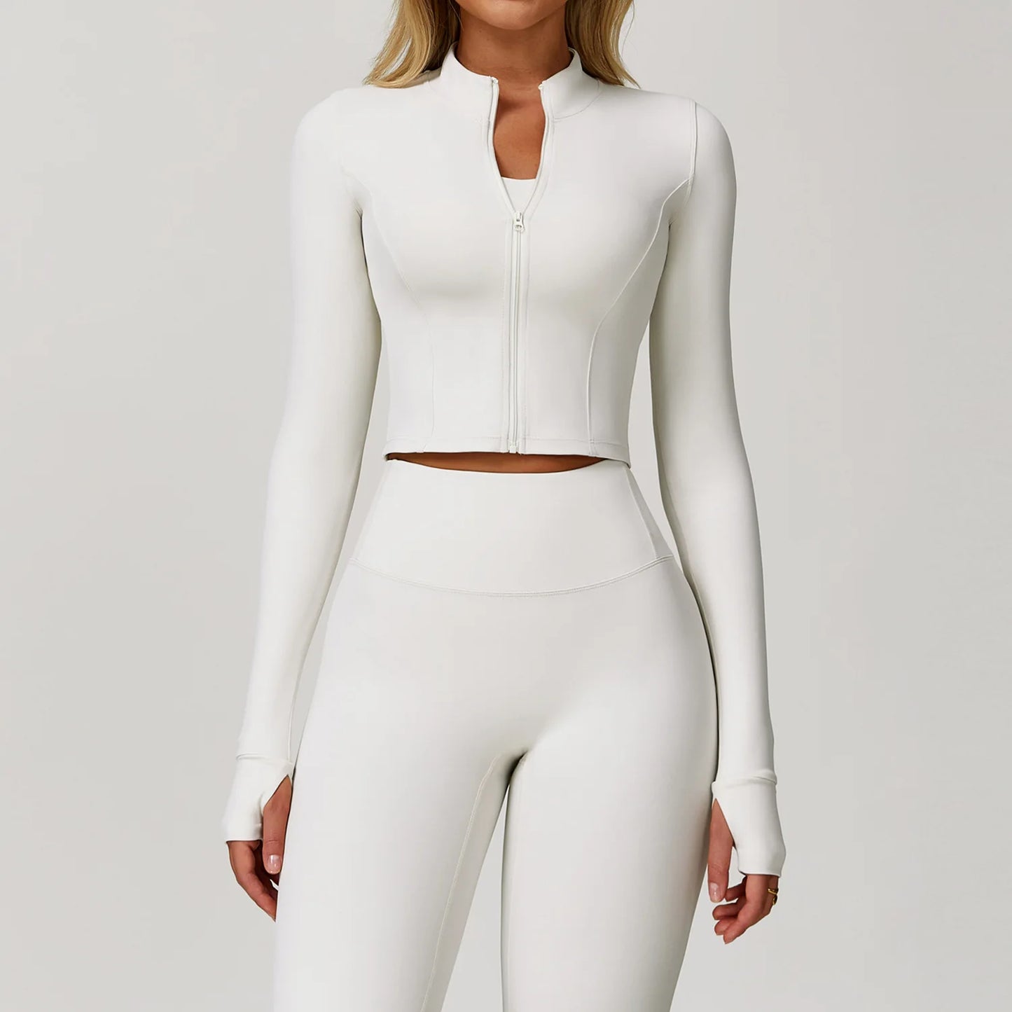 Sports Jacket Women's Zipper Long-Sleeved Stand-up Jacket Quick-Drying Training Yoga Clothes Summer Breathable Top Gym Fitness