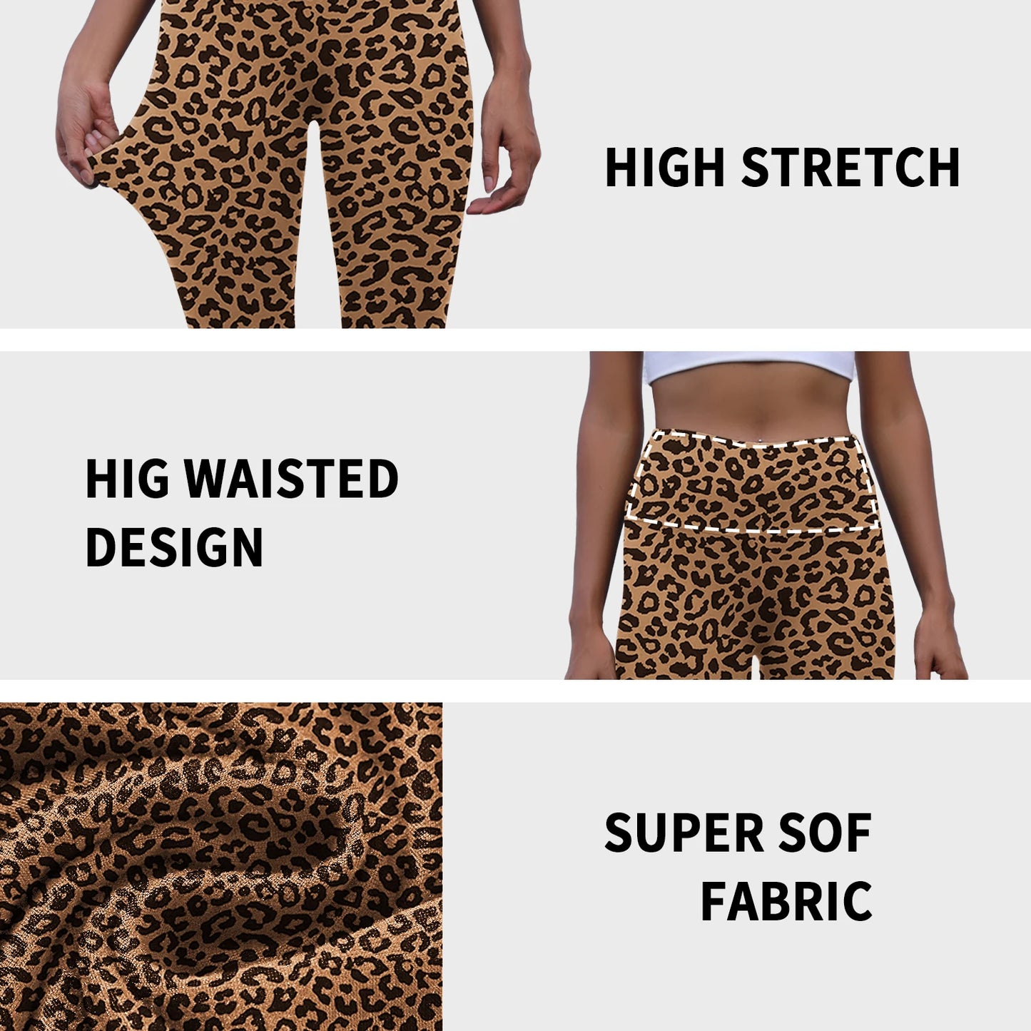 Leopard Print High-Waisted Women's Leggings Super Soft No See through for Yoga Running Workout Push Up Gym Fitness Athletic Wear
