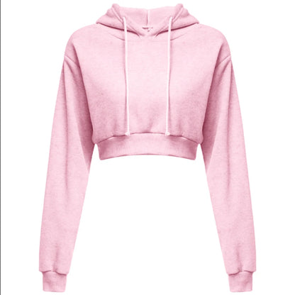 New Fashion Women Hoodie Sweatshirt Short Top Coat Sport Pullover Hooded Tops Female Autumn Winter Clothes Crop Top Hoodie