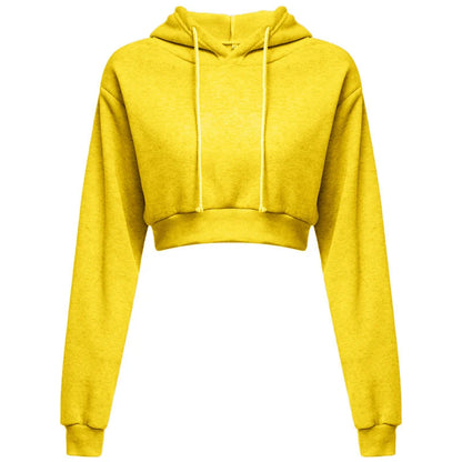 New Fashion Women Hoodie Sweatshirt Short Top Coat Sport Pullover Hooded Tops Female Autumn Winter Clothes Crop Top Hoodie