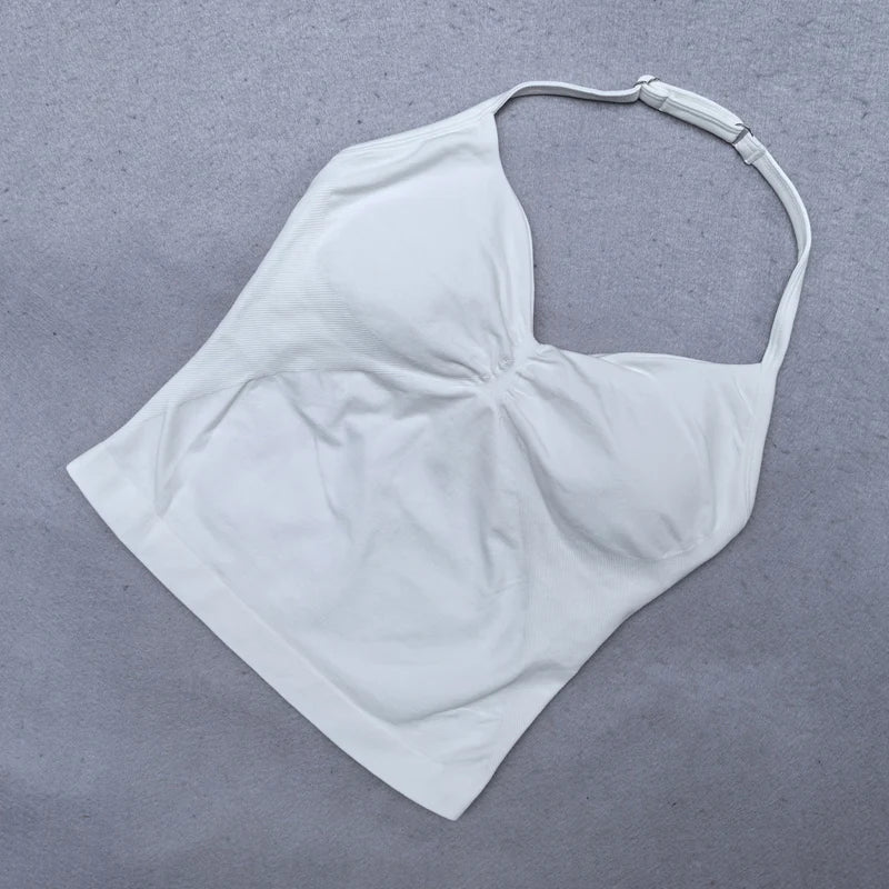 Adjustable Strappy Gym Top Backless Gym Clothes Women Scrunch Bra Removable Cups Yoga Tank Workout Outfits Tops Sports Vest 2025