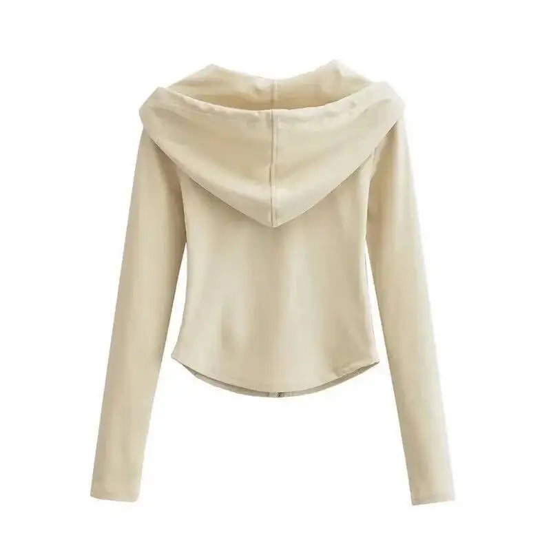 Spicy Girl Style Hooded Cardigan Cropped Zip-Up Jacket Women Autumn Slim Long Sleeve Sweatshirts Female Streetwear Sport Hoodies