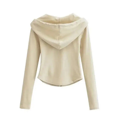 Spicy Girl Style Hooded Cardigan Cropped Zip-Up Jacket Women Autumn Slim Long Sleeve Sweatshirts Female Streetwear Sport Hoodies