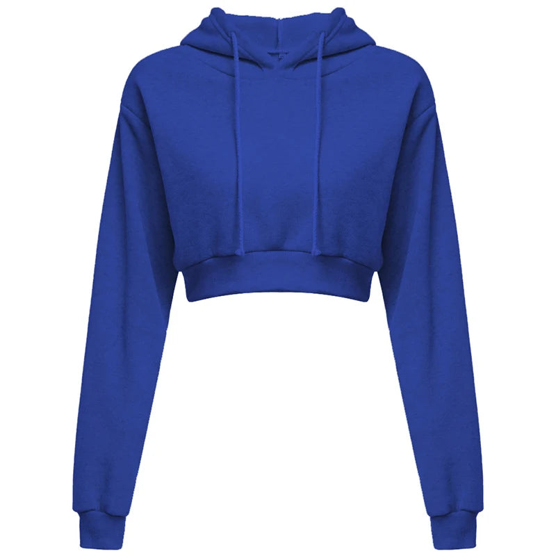 New Fashion Women Hoodie Sweatshirt Short Top Coat Sport Pullover Hooded Tops Female Autumn Winter Clothes Crop Top Hoodie