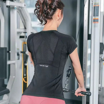 Women Summer T Shirts Slim Fit For Sports Fitness Yoga Short Sleeve Yoga Top Mesh Womens Gym Shirt Sport Wear