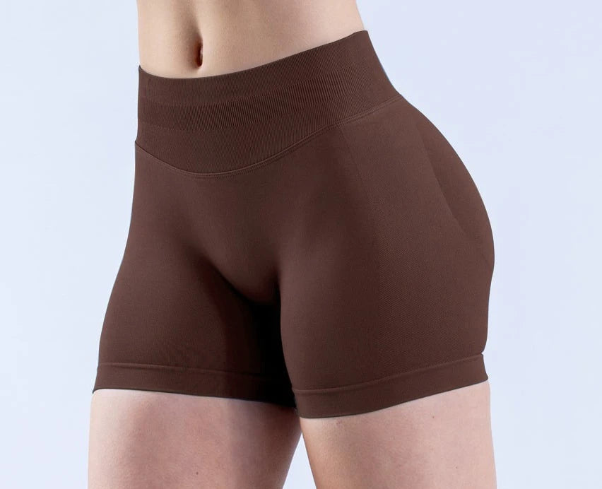 Workout Scrunch Butt Seamless Leggings Gym Shorts Women Fitness Sports Biker Shorts 4.5" Low Ribbed Band Yoga Shorts Impact
