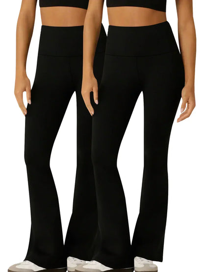 2 Pack Women's Super Soft Flare Pants High Waisted Tummy Control Workout Yoga Push Up Gym Fitness Long Leggings Bell Bottoms