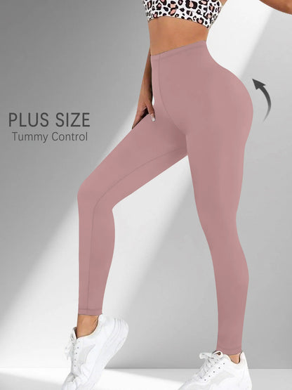 Plus Size Women's Low Rise Stretchy Leggings - Super Soft High Elastic Tights for Running Workout Training and Daily Life