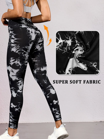 Women's Super Soft High Waisted Tie Dye Leggings, Fabric with Push Up Design for Yoga Running Gym Workout Fitness