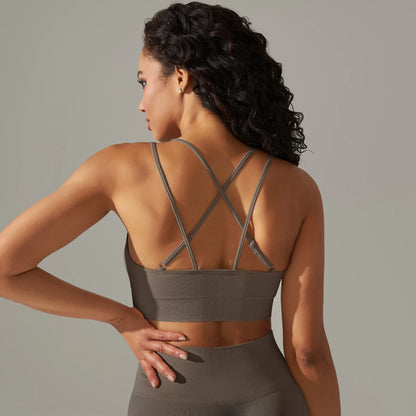Women Sports Bra Sexy Yoga Bra Fitness Top for Gym Cross Straps Camisole Bra Seamless Workout Running Women Bra Yoga Clothing