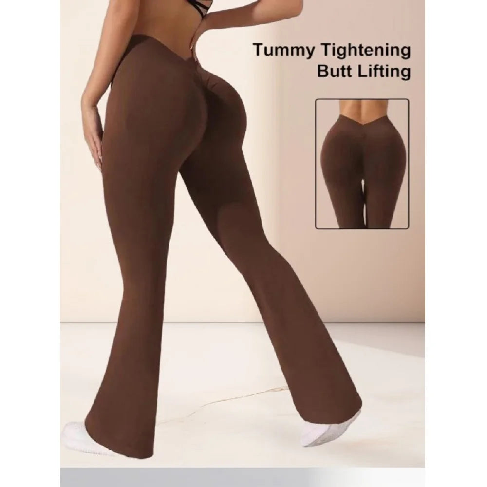 Flare Leggings V-shaped Hip Yoga Pants Women High Waist Wide Leg Pants Women Gym Fitness Sports Latin Dance Trousers