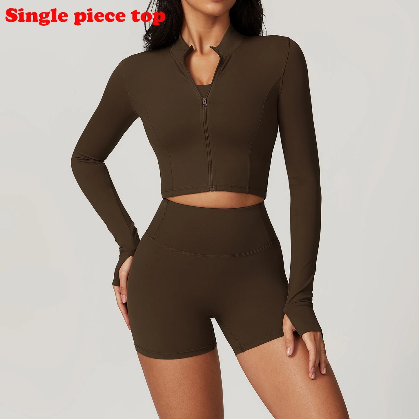Sports Jacket Women's Zipper Long-Sleeved Stand-up Jacket Quick-Drying Training Yoga Clothes Summer Breathable Top Gym Fitness
