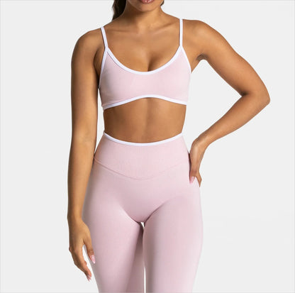 Summer Yoga Fitness Top Women Solid Color Gym Sports Bra Sexy Backless Knit Bra with Chest Cushion Suspender Breathable Bra