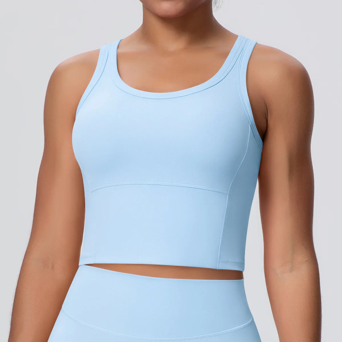1 Piece Woman's Gather Naked Feel Workout Top Yoga Vest for Summer Gym Fitness Running Shockproof Yoga Underwear with Chest Pad