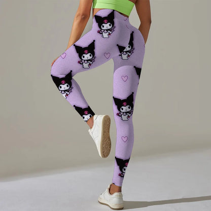 Hello Kitty print Sport Legging Women Stretch Gym Pants Women Running Workout Leggings Female Soft Tights Push Up Yoga Pants