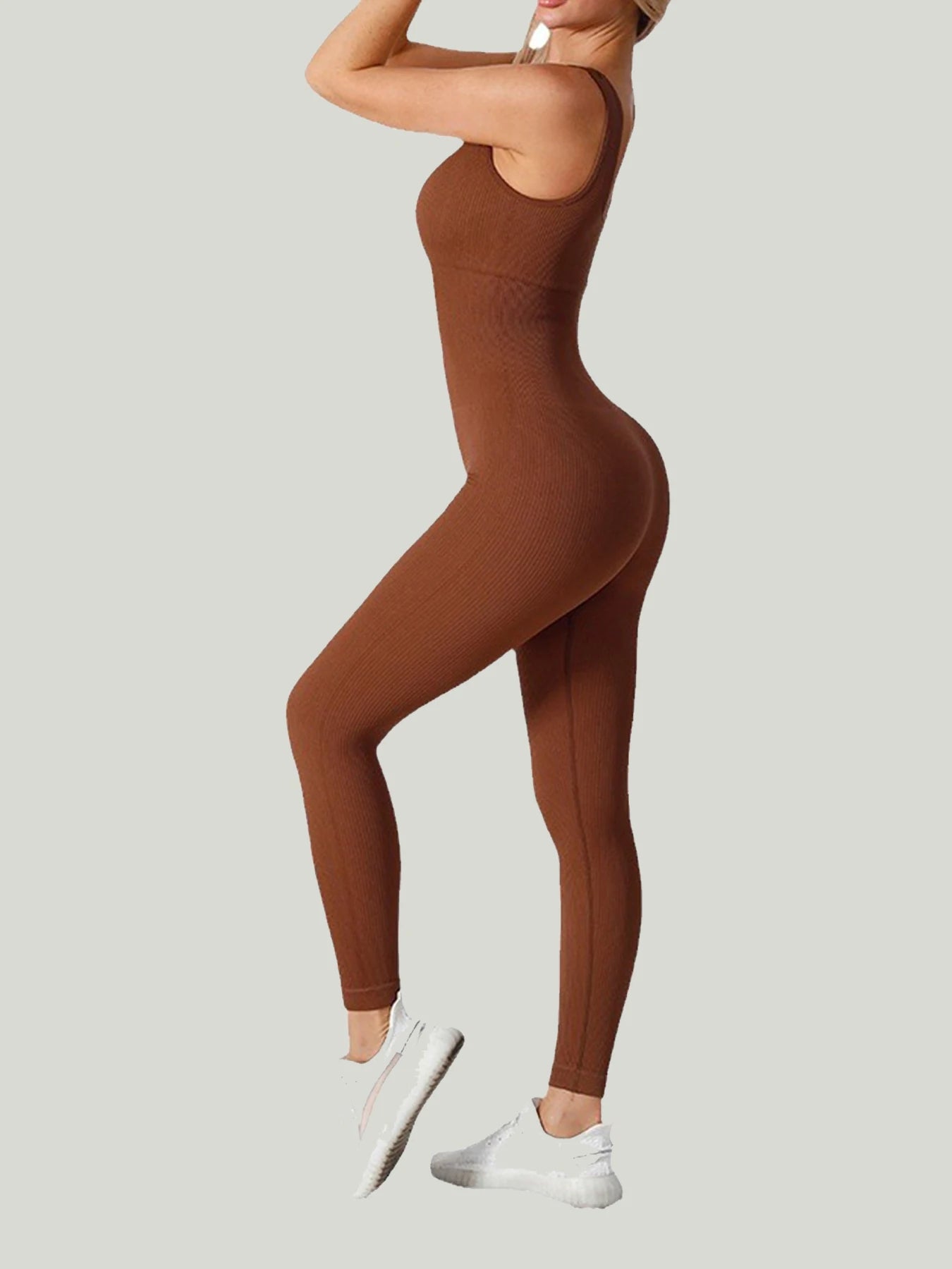Women's Seamless Yoga Onesie Soft Fitness Jumpsuit with Leggings for Gym Workout