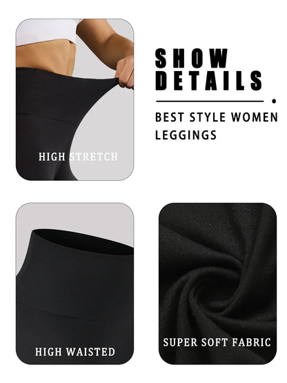 2 Pack Women's Super Soft Leggings High Waisted Tummy Control No See Through Workout Yoga Running Athletic Push Up Gym  Leggings