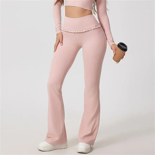 High Waist Gym Yoga Flare Wide Legging Woman Pant Running Girl Women Workout Tights Clothes Gym Fitness Active Bell Wear Bottom