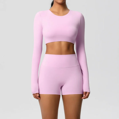 Yoga Suit Women Leggings with Pocketed Quick-Drying Gym Set Women Tracksuit Running Workout Short Sleeves Sports Yoga Clothing
