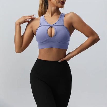 SVEIC Sexy Hollow Sports Bra Gym Woman Push Up High Impact Shockproof Underwear Fitness Crop Top Mujer Workout Women's Yoga Bras
