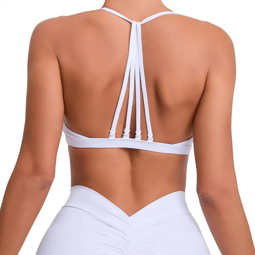 Women Sports Bra with Removable Strap Wireless Strappy Racerback Yoga Fitness Bralette Quick Drying Underwire Workout Crop Top