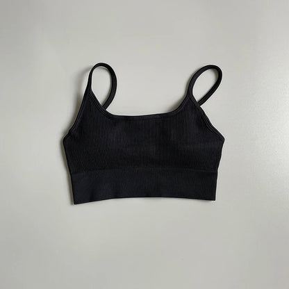 Women's Cropped Yoga Bra Sexy One Shoulder Sports Bra Underwear Padded Gym Seamless Knitted Fitness Breathable Female Bra