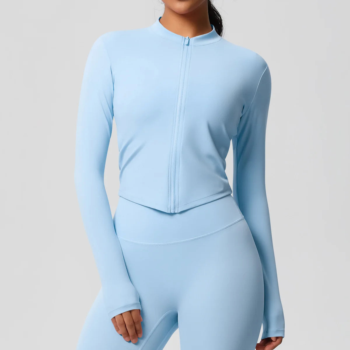 Zipper Women Outdoor Running Fitness Wear T-shirt Long Sleeved Top Yoga Jacket Long sleeved Shirt Gym Push Up Workout Coat XP260
