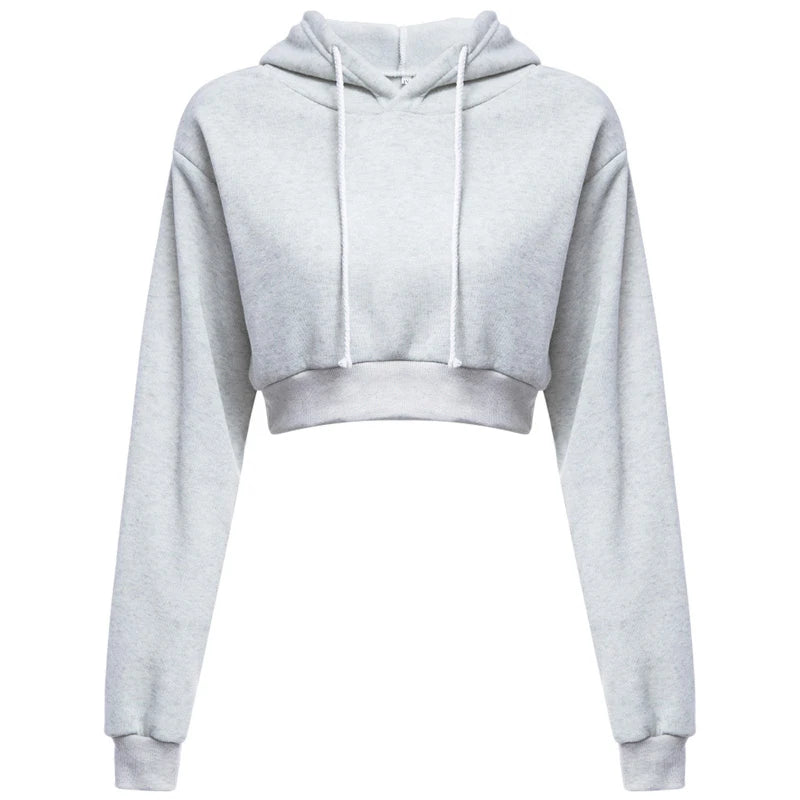 New Fashion Women Hoodie Sweatshirt Short Top Coat Sport Pullover Hooded Tops Female Autumn Winter Clothes Crop Top Hoodie