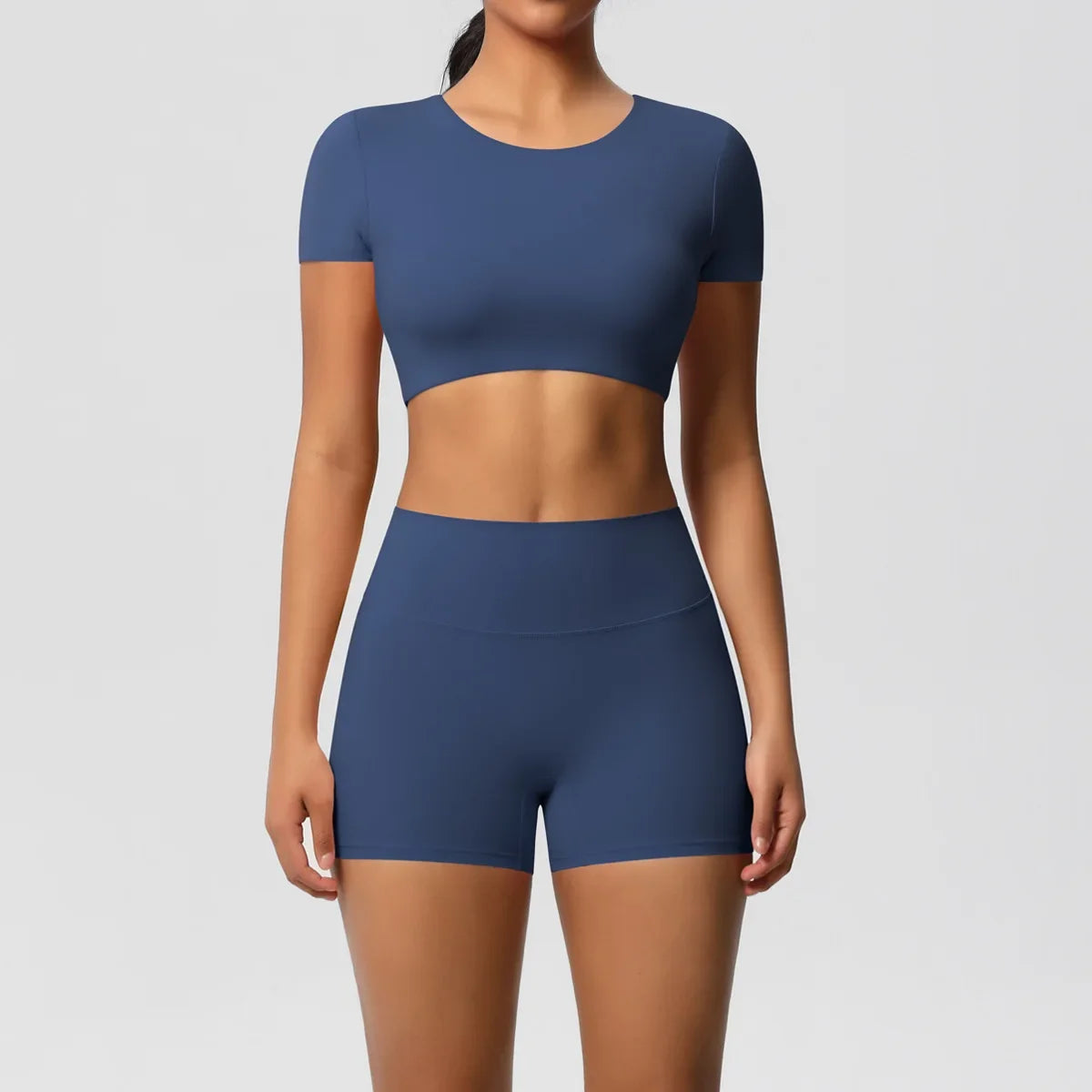Yoga Suit Women Leggings with Pocketed Quick-Drying Gym Set Women Tracksuit Running Workout Short Sleeves Sports Yoga Clothing