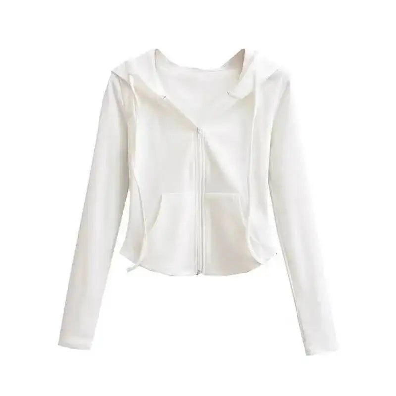 Spicy Girl Style Hooded Cardigan Cropped Zip-Up Jacket Women Autumn Slim Long Sleeve Sweatshirts Female Streetwear Sport Hoodies