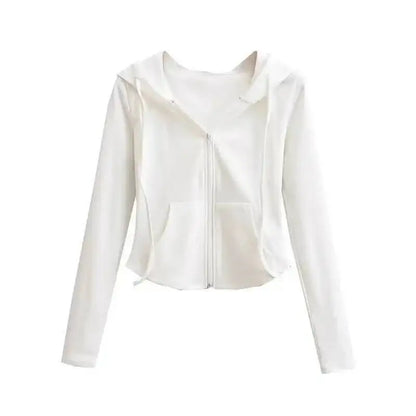 Spicy Girl Style Hooded Cardigan Cropped Zip-Up Jacket Women Autumn Slim Long Sleeve Sweatshirts Female Streetwear Sport Hoodies