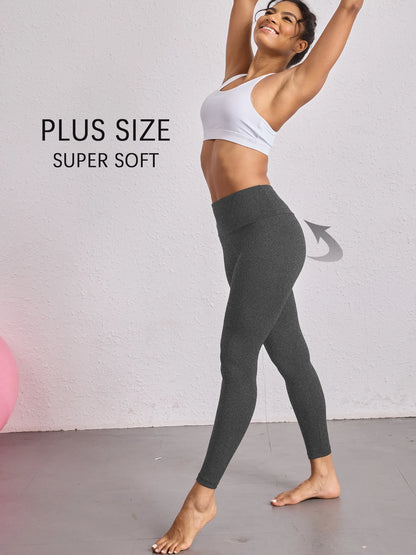 Plus size Women's Super Soft Leggings High Waisted Tummy Control  Workout Yoga Running Athletic Push Up Gym Fitness Leggings
